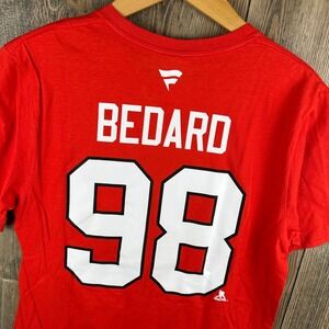 NHL Chicago Blackhawks Connor Bedard 98 Hockey Jersey T-Shirt NWT Men Medium